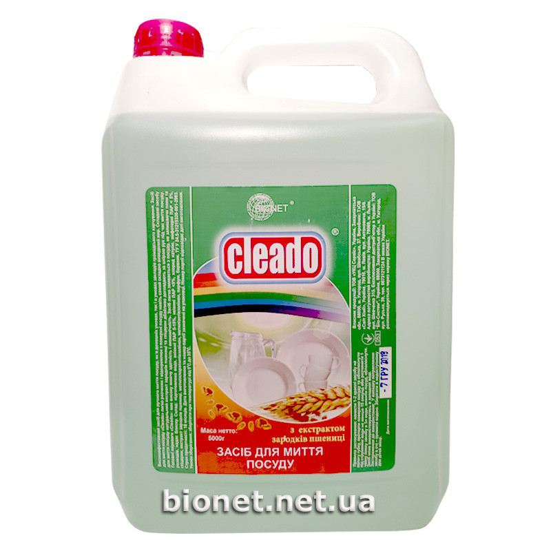 Средство для мытья посуды Клидо (Cleado) 5 л Бионет купить, чистка стеклянной, фарфоровой и пластиковой посуды, стаканов, тарело